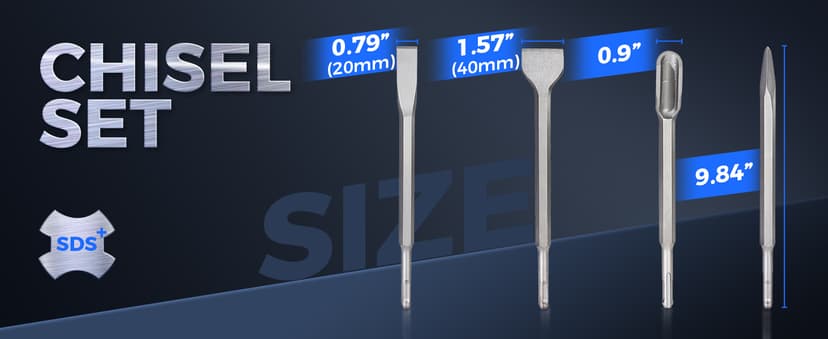 COMOWARE Rotary Hammer Drill Bits Set & Chisels- SDS Plus Concrete Masonry Hole Tool 17pcs with Storage Case