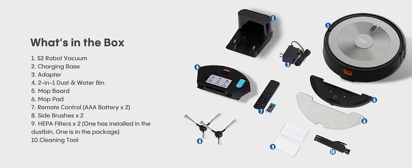 Robot Vacuum Cleaner - 2-in-1 Robot Vacuum and Mop Combo, 2500Pa Suction, Smart Navigation, Alexa & Google Assistant Compatible, Auto Recharge, Anti-Fall, Pet Hair Removal, Z-Shape Cleaning Mode