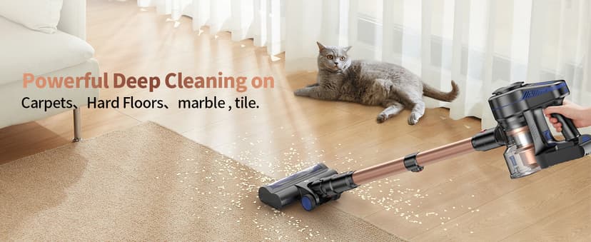 NADALY Cordless Vacuum Cleaner, Powerful Stick Vacuum with 45min Runtime, Anti-Tangle Vacuum Cleaners for Home, 1.5L Dust Cup, Rechargeable Wireless Vacuum for Hardwood Floor Carpet Pet Hair