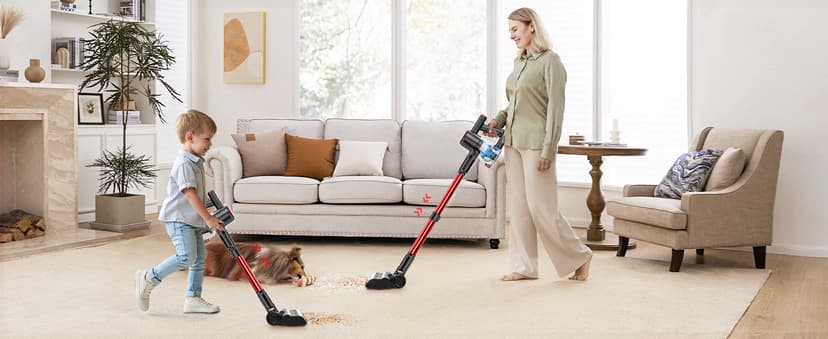Cordless Vacuum Cleaner, 40Kpa 8-in-1 Vacuum Cleaners for Home, 45Mins Runtime Anti-Tangle Stick Vacuum with LED Display, 3 Modes Suction, Lightweight Vacuum for Hardwood Floor/Carpet/Pet Hair