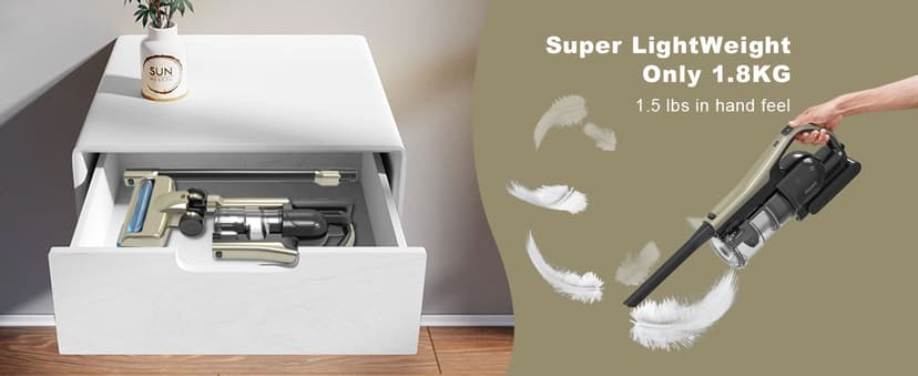 Cordless Vacuum Cleaner, 25Kpa Powerful Suction Ultralight Stick Vacuum with Tangle-Resistant Floor Brush, 2500mAh Fast-Charging Battery for Pet Hair Floor Carpet Stair, 4 Hepa