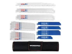 WORKPRO 32-Piece Reciprocating Saw Blade Set - Metal/Woodcutting Saw Blades, Pruner Saw Blades with Organizer Pouch