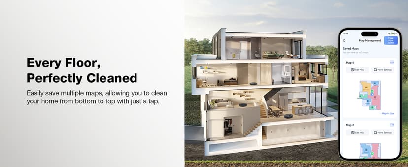 ECOVACS DEEBOT N30 Omni Robot Vacuum and Mop, 10000Pa Suction, TruEdge Adaptive Edge Mopping, ZeroTangle 2.0 Technology, Hot Air-Drying, Self-Emptying, Auto-Lift Mopping, Obstacle Avoidance