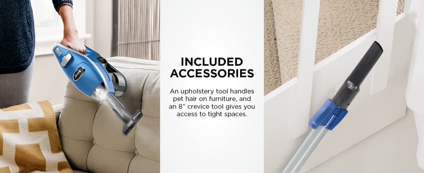 Shark HV343AMZ Rocket Corded Stick Vacuum with Self-Cleaning Brushroll, Lightweight & Maneuverable, Perfect for Pet Hair Pickup, Converts to a Hand Vacuum, Crevice Upholstery Tools, Blue/Silver