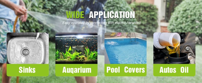 Self-Priming Mini Hand Water Transfer Drill Pump Kit with Water Hose & Oil Hose for Home Water Oil Fluid Transfer