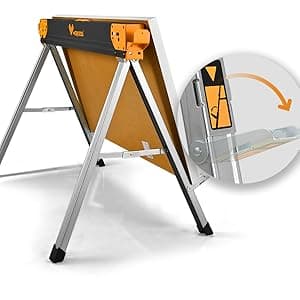 Saw Horses 2 Pack Folding, Heavy Duty Sawhorse Table 2600 Lbs Load Capacity with 2x4 Support Legs, Portable Folding and Fast Open Legs and Easy Grip Handle for Woodworking.