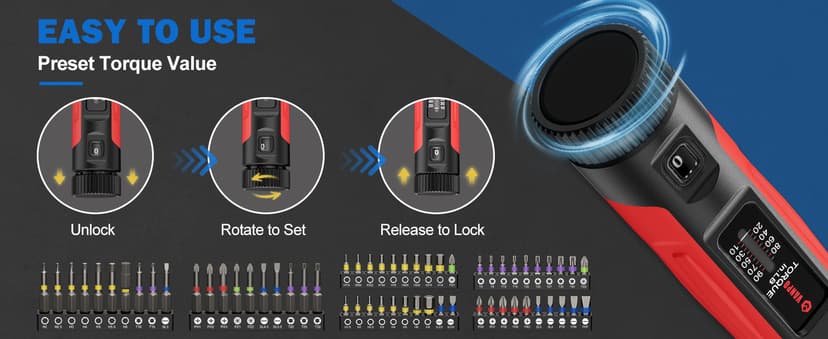 VANPO Torque Screwdriver, 10-90In-lb Torque Screw Driver Wrench Driver Set, 1/4” Drive Inch Pounds Torque Wrench Screwdriver with 60 S2 Bits for Maintenance, Tools, DIY, Bike Repairing and Mounting