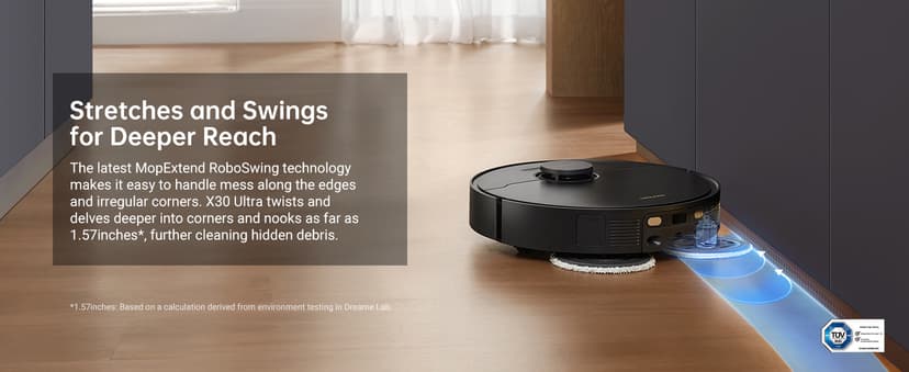 dreame X30 Ultra Robot Vacuum and Mop Combo, Extendable & Liftable Mop, 75Days Self-Emptying Robot Vacuum, 260Mins Runtime, 8,300 Pa Suction, 140°F Self-Cleaning & Auto-Drying Mops