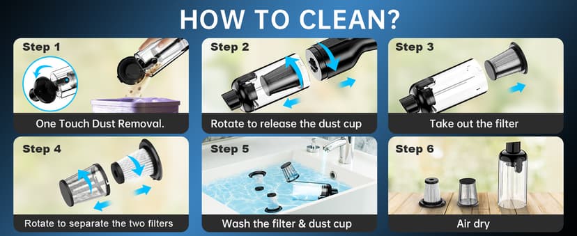 Handheld Vacuum Cordless, Car Vacuum with 16000Pa Powerful Suction, Lightweight at 1.3 lbs, Type-C Charge, Multiple Accessories, Rechargeable Vacuum Cleaners for Home Office Car Pet