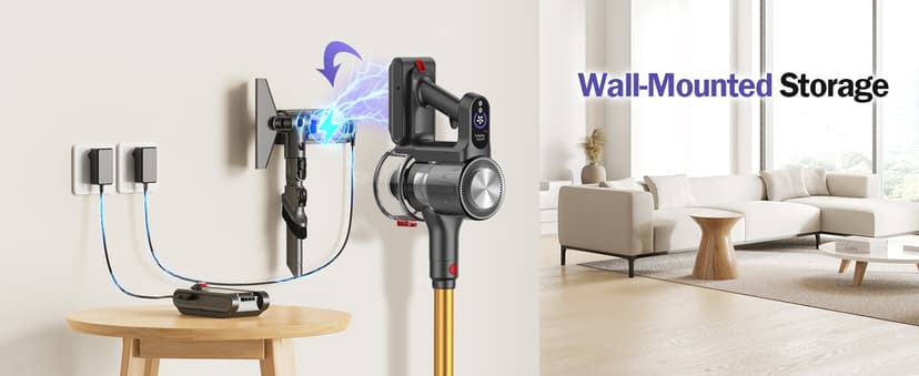 Cordless Vacuum Cleaner, 40Kpa Vacuum Cleaners for Home with LED Screen, 40Mins Stick Vacuum Cordless Rechargeable Dock, Handheld Vacuum Cleaner for Pet Hair, Carpet, Hardwood Floor, A40