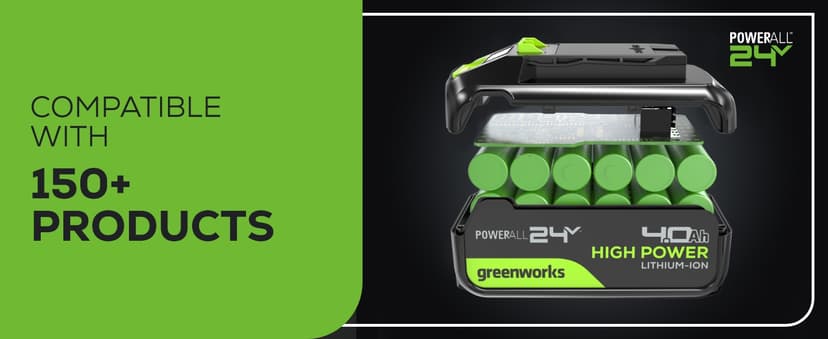 Greenworks 24V Brushless 7-1/4" Sliding Compound Miter Saw Kit, 4800RPM, Single Bevel 0-47°, LED Cut Line, Dust Collection, 4.0Ah Battery & Charger Included