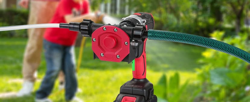 Portable Self Priming Mini Hand Drill Water Transfer Pump Kit with Suction and Discharge Hose for Water Oil Fluid Transfer