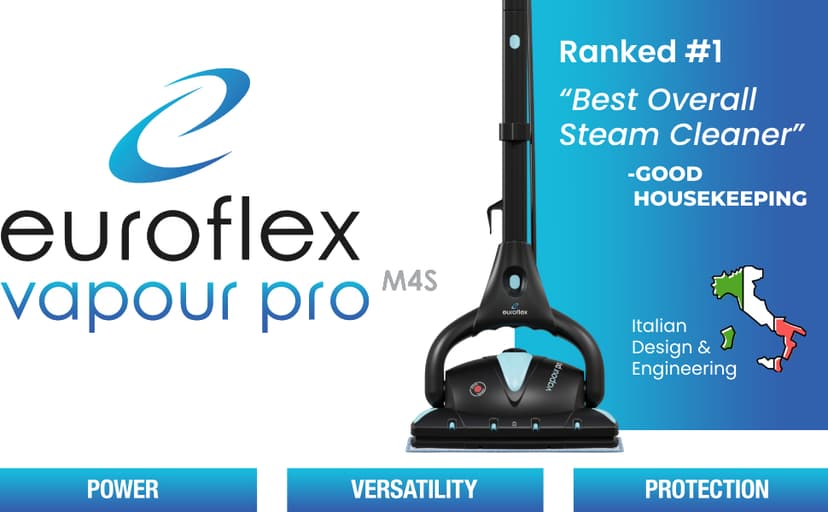 Euroflex Vapour Pro 20-Piece Steam Mop with Built-In All-in-One Portable Steam Cleaner; Ranked #1 by Good Housekeeping; 295°F & 50 PSI; Kills 99.9% Bacteria & Viruses (H1N1); 5-Year Warranty