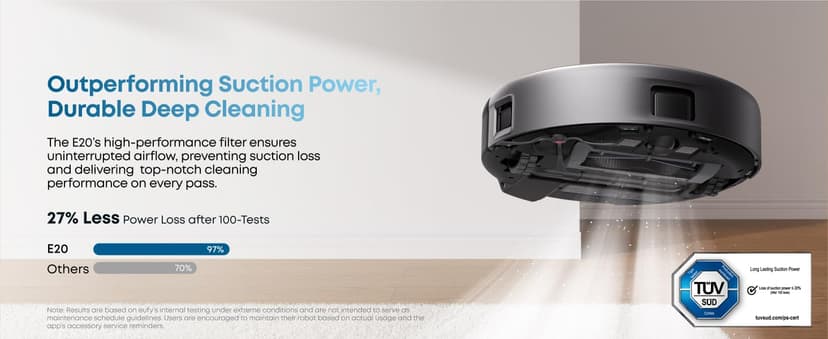 eufy Robot Vacuum 3-in-1 E20,with Versatile Stick and Handheld Vacuum Cleaner Combo,Self Emptying Up to 75 Days,Max 30,000Pa,Smart Obstacle Avoidance,Pro-Detangle,Perfect for Carpet,Crevices,Stairs