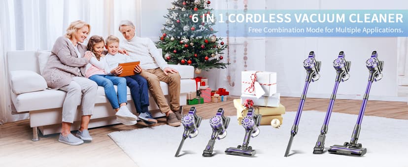 Cordless Vacuum Cleaner for Home with Powerful Suction,Lightweight Stick Vacuum Cordless Rechargeable with 35 Mins Runtime, Hardwood Floor Vacuum for Pet Hair,Carpet,Tile(Purple)