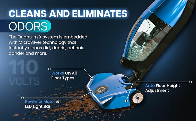 Quantum X Upright Water Filter Vacuum — The Best Bagless Household Vac Cleaner with Water & MicroSilver Filtration to Clean Wet & Dry Messes - Pet, Dog Hair & Toddler Spills on Carpet & Hardwood Floor