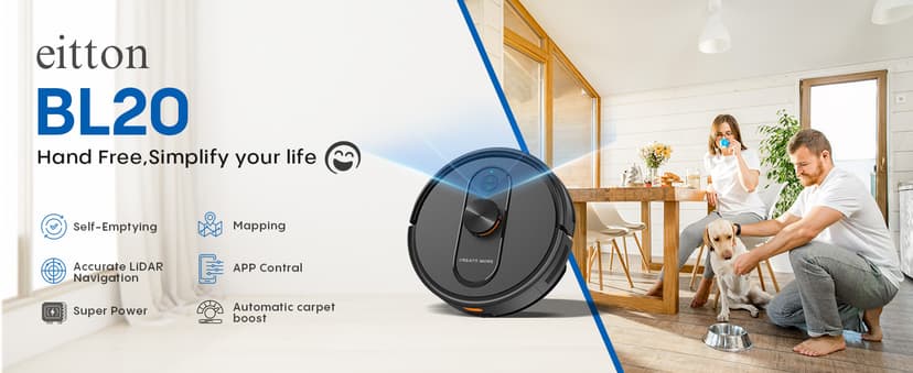 Robot Vacuum and Mop with Mapping, 5000Pa Robotic Vacuums with LiDAR Navigation,No-Go Zones,Wi-Fi/App/Alexa Control, Self-Recharging Vacuum Robot for Pet Hair,Hard Floor,Carpet