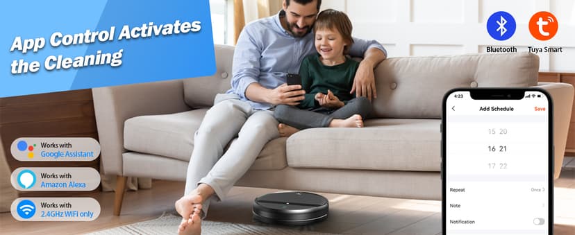Robot Vacuum and Mop Combo, Tangle-Free Powerful Suction, Robotic Vacuum Cleaner - Alexa & App Scheduling, Long Runtime, Automatic Robot Vacuum Cleaners for Home
