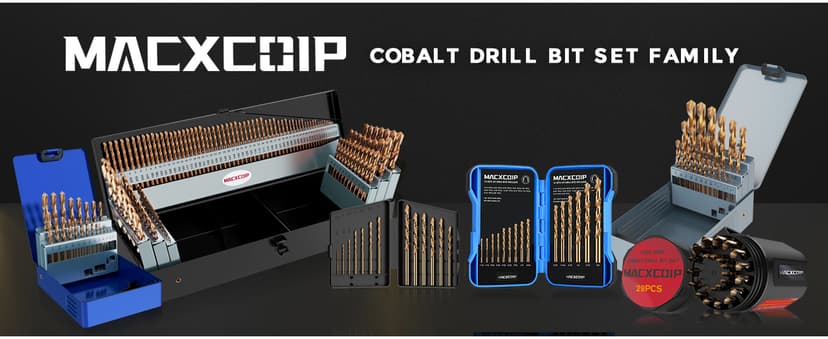 Cobalt Drill Bit Set, 115Pcs M35 High Speed Steel Bits for Hardened Metals, Stainless Steel, Cast Iron and Wooden Plastics, with Metal Index Storage Box