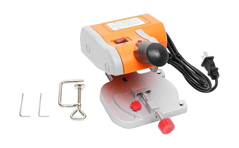 45° Miter Mini Benchtop Cut-Off Saw,Hobby Crafts Mini Cuts Wood Metal W/Clamping Tool,Adjustable Cutting Angle & 7800r/Min For Metal Wood Plastic.