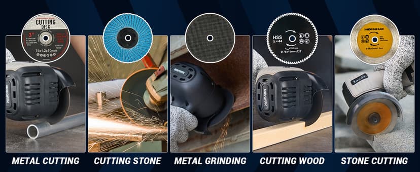 Angle Grinder Tool,Cordless Portable Angle Grinder with 2pcs 16.8V 2000mAh Battery 5-Cutting Discs 28000rpm,Power Angle Grinder for Wood Metal Stone Concrete (brush)