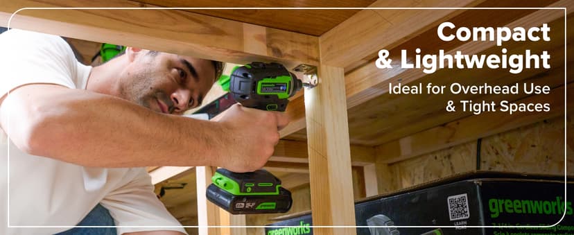 Greenworks 24V Cordless Brushless 4PCs Combo, 400 in-lbs Drill/Driver+1950 in-lbs Impact Driver +6.5" Circular Saw +200LM Flashlight, 2.0Ah+4.0Ah Batteries (24,000mAh Power Bank) 65W USB-C Charger