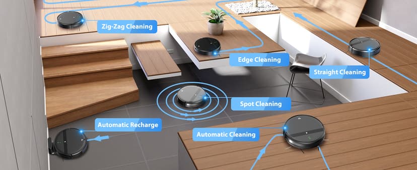Robot Vacuum and Mop Combo, Tangle-Free Powerful Suction, Robotic Vacuum Cleaner - Alexa & App Scheduling, Long Runtime, Automatic Robot Vacuum Cleaners for Home