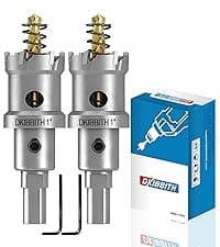 4 Pcs TCT Hole Saw Drill Bit Set,3/4” to 1-1/2” Tungsten Carbide Hole Saws Kit for Stainless Steel Hard Metal Plastic Wood, 1” Cut Depth, with Detachable Pilot Drill Bits, Allen Wrench