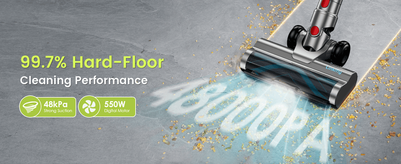 Cordless Vacuum Cleaner, 550W/48Kpa Self-Standing Vacuum Cleaners for Home, up to 70 mins Run Time, Powerful Suction with Touch Screen, Stick Vauum Cleaner for Pet Hair,Carpet,Hardwood Floor