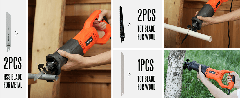 120V Reciprocating Saw, 6.0 Amp Variable Speed Corded Reciprocating Saw with 4/5" Stroke Length, 3000 SPM and 4-1/2" Max for Wood, Metal, PVC Pipe Cutting