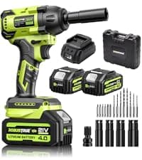 Cordless Impact Wrench 738ft-lbs (1000N.m), High Torque Brushless 1/2 Impact Gun, 2 x4.0Ah Battery 21V Max, Fast Charger, 4 Sockets, Impact Wrench for Home Car Tires Truck Mover