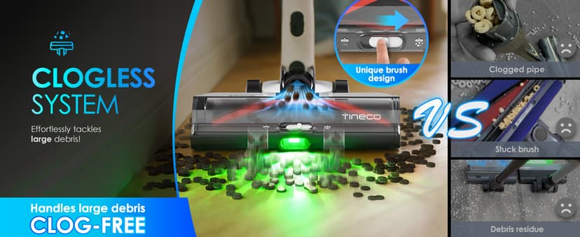 Tineco Pure ONE A50S Cordless Stick Vacuum Cleaner, 185W Suction,1L Larger Dustbin, 3DSense Power Brush, PureCyclone Tech, Easily Tackles Large Debris