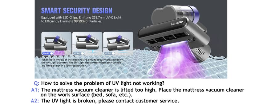 Mattress Vacuum Cleaner,Bed Vacuum Cleaner with UV-C Light,16Kpa,140°F Heat,Ultrasonic,Anion,Handheld Vacuums for Bed,Sofa,Couch,Crib(Corded, Purple)