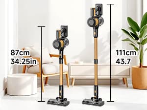 Cordless Vacuum Cleaner, 8 in 1 Powerful Stick Vacuum with 45min Runtime, Anti-Tangle Vacuum Cleaners for Home, Lightweight Handheld Wireless Vacuum for Hardwood Floor Carpet pet Hair, Gold
