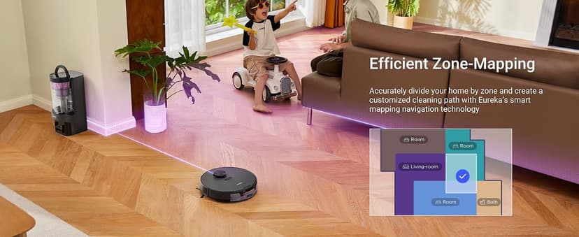Eureka E20 Plus Robot Vacuum with Bagless Self Emptying Station, Robotic Vacuum and Mop Combo, 45-Day Capacity, Upgraded 8000Pa Suction and Anti Hair-Tangling Brush, LiDAR Navigation, App Control