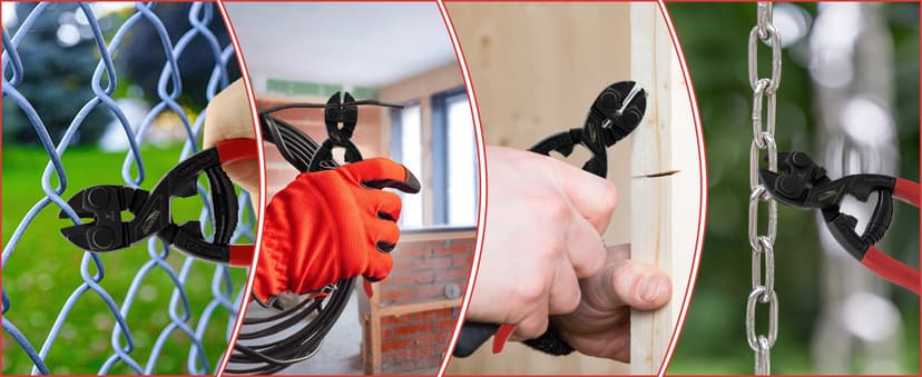 8 Inch Mini Bolt Cutters, Compact Bolt Cutter with Recess and Spring, Small Bolt Cutters, CR-V Steel Blade for Wires, Cables, Rivets, Chains, Screws, Bolts