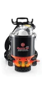 Hoover Commercial Shoulder Vac Pro Backpack Bagged Vacuum Cleaner, with HEPA Media Filter, Lightweight with Extra Long Cord, Chiropractic Design, for Carpet and Hard Floors, C2401, Black