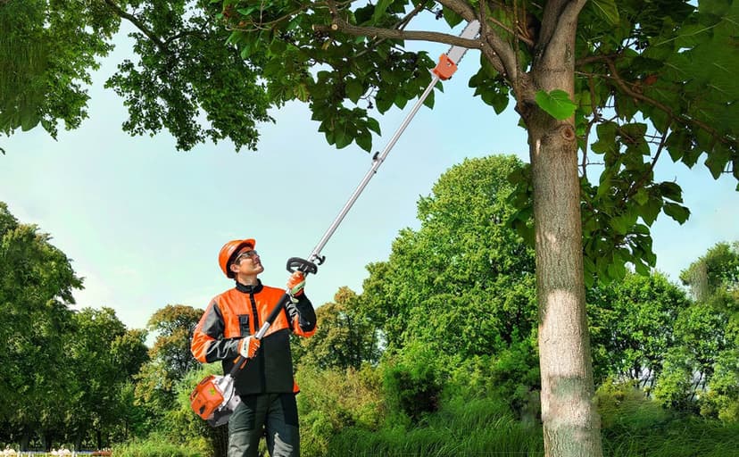48CC Gas Powered Pole Saws,2-Stroke Gas Pole Saws for Tree Trimming with11.5in Cutting Bar,16 FT Extendable Pole Chainsaw Tree Trimmer