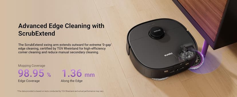 Eureka J15 Ultra Self Emptying Robot Vacuum, 19,000 Pa Suction, Flex-Arm Mop Design, 167℉Hot Water Mop Washing & 131°F Hot Air Drying, AI Obstacle Avoidance, Black