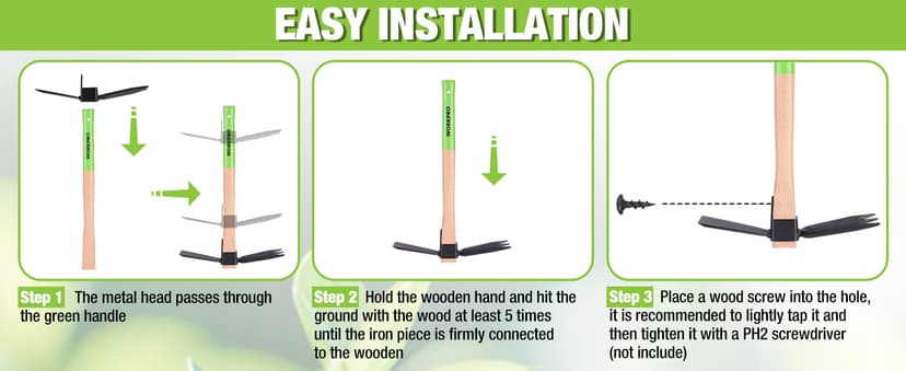 WORKPRO Hoe and Cultivator Garden Rake with 14" Wooden Handle, Sharp Hoe Blade & Sturdy 3 Claw Tiller, 2-in-1 Heavy Duty Gardening Hand Tools for Digging, Loosening Soil, Weeding, Cultivating