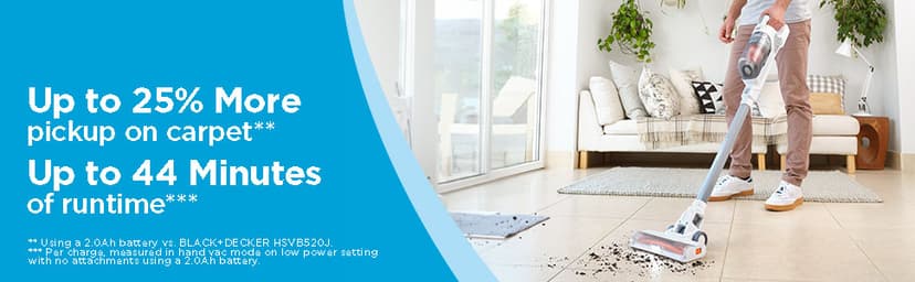 BLACK+DECKER POWERSERIES+ 20V MAX Cordless Stick Vacuum Cleaner with LED Floor Lights, Lightweight, Multi-Surface (BHFEA520J) , Gray