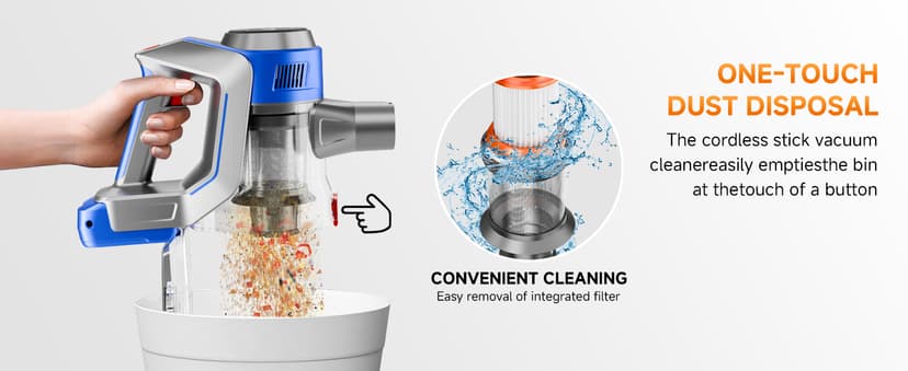 Cordless Vacuum Cleaner for Home - Powerful, 45Kpa Stick Vacuums Lightweight with Detachable Battery Display, Max 45Mins Runtime, 8 in 1 Handheld Vacuum for Hardfloor & Carpets Pet Hair