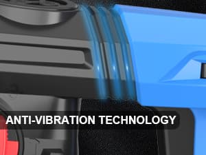 AZZUNO 1-1/4" SDS-Plus 15Amp Heavy Duty Rotary Hammer Drill, 4 Functions, for Drilling in Concrete, Brick and Stone, Includes Chisel and Drill Bits