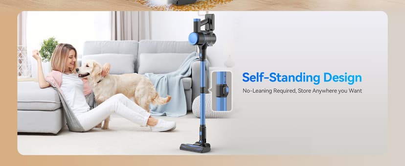 N8 Cordless Vacuum Cleaner, Lightweight Stick Vacuum with Powerful Suction, 2200mAh Battery, 40 Mins Runtime, Self-Standing, Rechargeable Vacuum Cleaners for Home Hardwood Floor Carpet Pet Hair