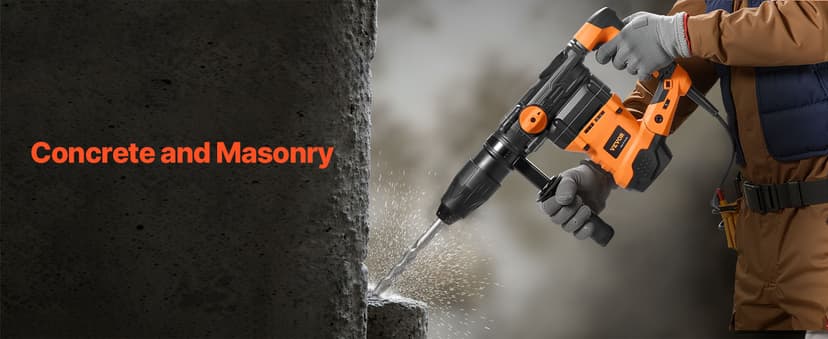 VEVOR 1-9/16 Inch SDS-Max Rotary Hammer Drill, 13Amp Corded Drills, Heavy Duty Chipping Hammers w/Vibration Control & Safety Clutch, Electric Demolition Hammers Variable Speed, Power Tool For Concrete
