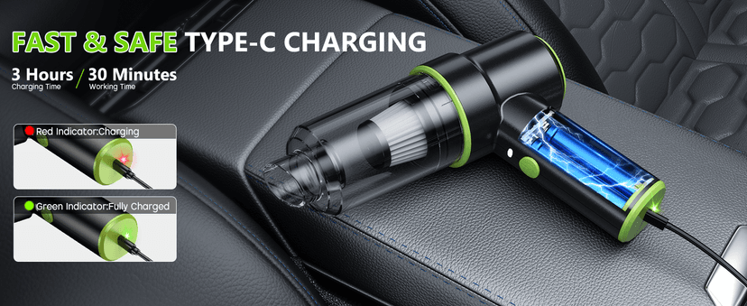 CODN Handheld Car Vacuum Portable Cordless 12000PA, 2 in 1 Handheld Vacuum Cleaner and Air Duster with Multi-Nozzles and LED Light, Mini Hand Held Vacuum Rechargeable for Home, Car, Office, Pet Hair