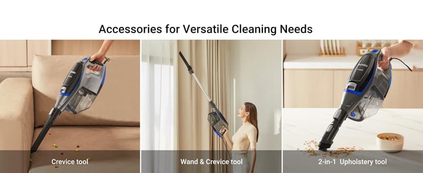 Eureka Corded Stick Vacuum Cleaner for Home Pet Hair, Lightweight Vacuum Cleaner with Powerful Suction for Carpet Tile and Hard Floor, Blue, NES520BL 2-in-1 Flash Handheld Vac