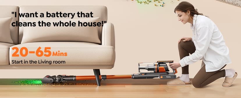 Cordless Vacuum Cleaner, 550W/45KPa/60Min Runtime Stick Vacuum with 3.3Ft Hose, Wall Mount Charging, Auto Mode, Touchscreen, Self-Standing Vacuum Cleaner for Home/Pet Hair/Carpet/Car, Fragrance