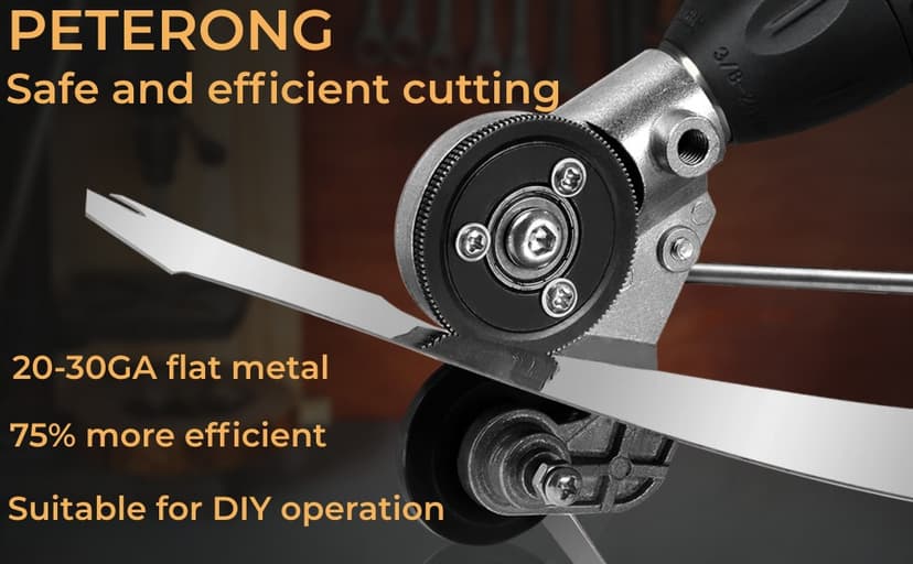 Upgraded Electric Drill Plate Cutter - Efficiently shears flat sheet metal, Metal Cutting Attachment with Adapter - Cuts 20-30GA sizes of Iron, Steel, Tin, Aluminum, and cardboard up to 3MM