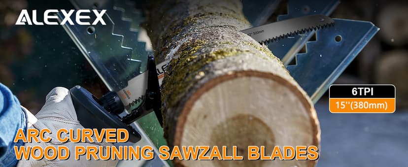 Japanese Teeth Sawzall Blades for Tree Trimming, 15 Inch Curved Edge Pruning Reciprocating Saw Blades 6TPI, Wood Cutting, Cr-V Sabre Saw Blades Better Wear Resistance 6 Pack